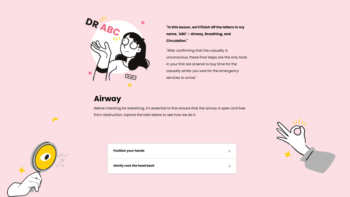 an image from the first aid at work course explaining the abbreviation DRABC